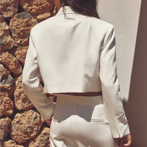 Zara blazer cropped double breasted oyster white - Picture 7 of 10